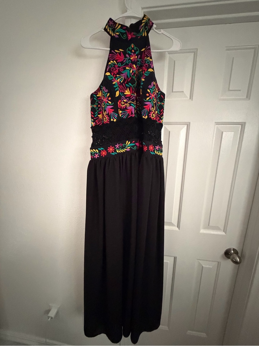 Solei Mexican Embroidered Halter Dress